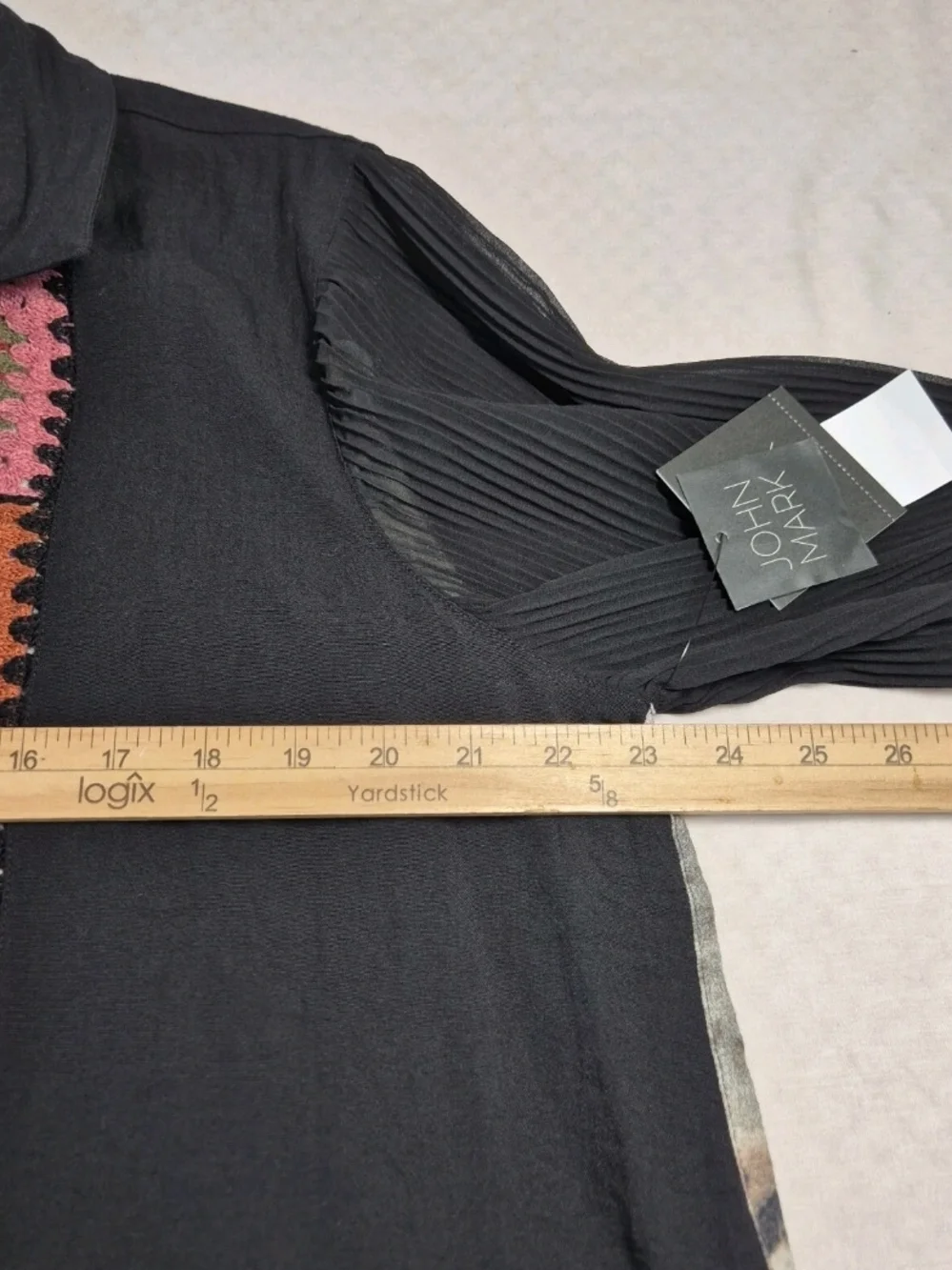 John Mark Women's Size PXL Crochet Button Up Shirt Tunic Black Long Sleeve 25 - Picture 10 of 14